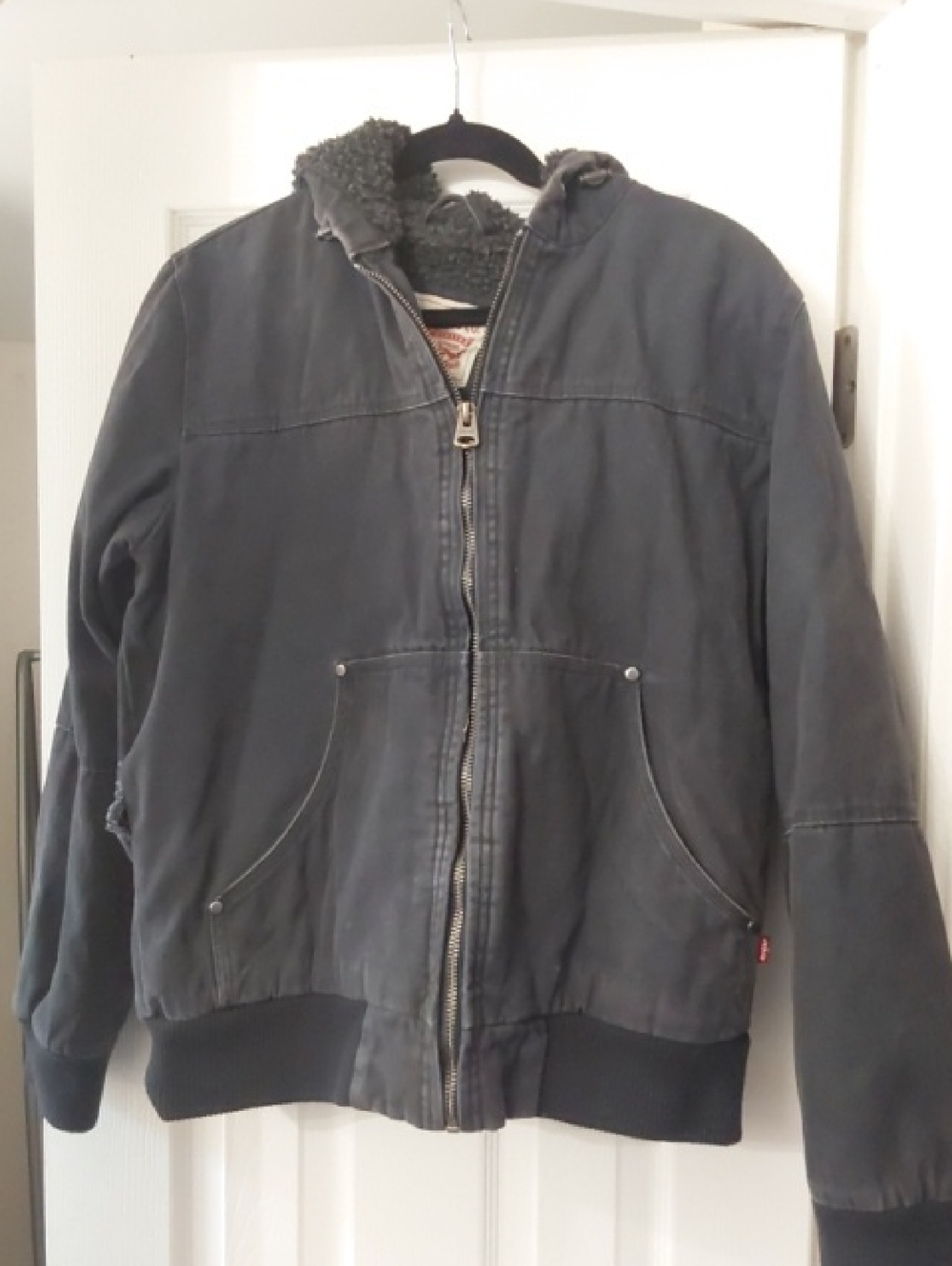 Men's Levis Gray Sherpa-Lined Hooded Jacket